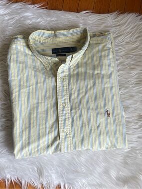 Ralph Lauren Yellow and Blue Striped Button-Down Shirt